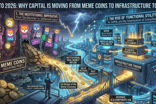 Crypto-Crypto 2026 Why Capital Is Moving From Meme Coins to Infrastructure Tokens