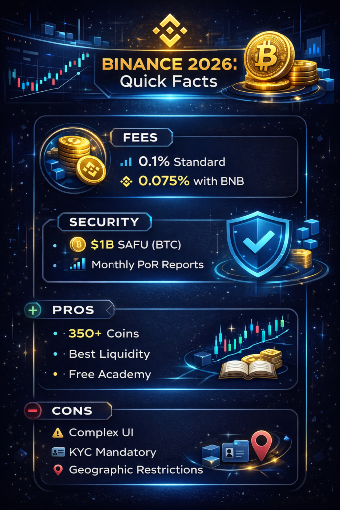 Binance fees and security 2026 infographic