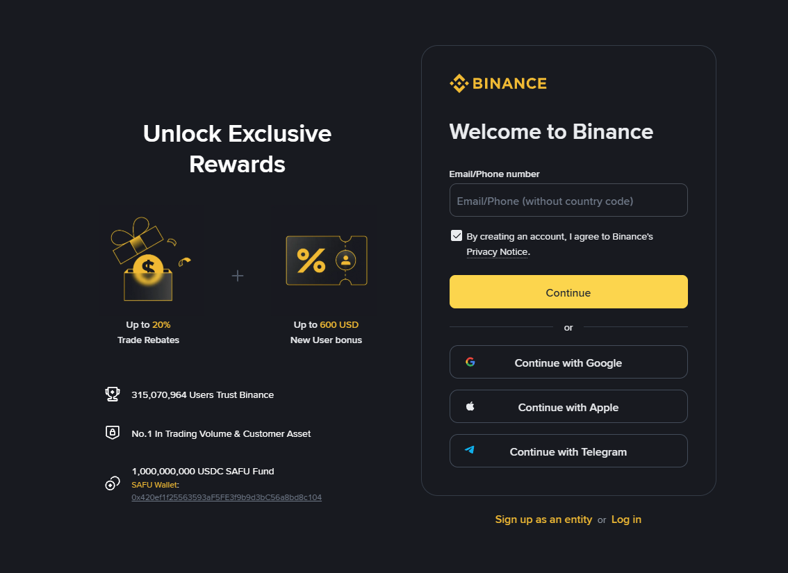 Binance registration page 2026 tutorial