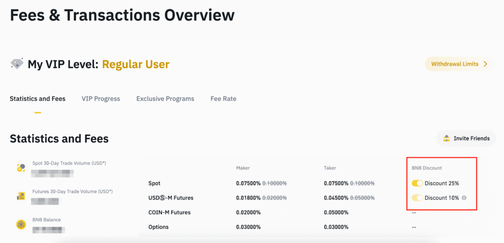 binance 2026 fee schedule BNB discount