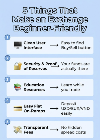 Best Crypto Exchange for Beginners 2026-Things That Make an Exchange Beginner-Friendly