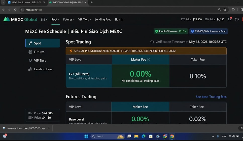 mexc referral code 2026-MEXC Fee Schedule — highlighting "0% Maker Fee"
