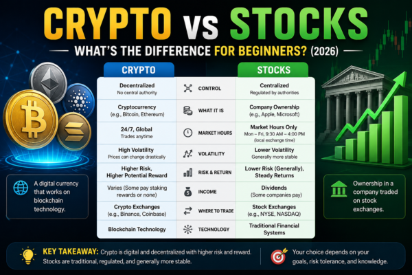 crypto vs stocks beginners 2026
