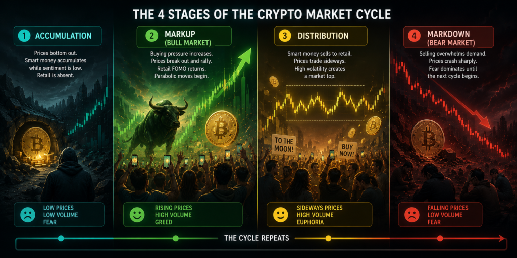 bull market vs bear market crypto 2026--The 4 Stages of the Crypto Market Cycle