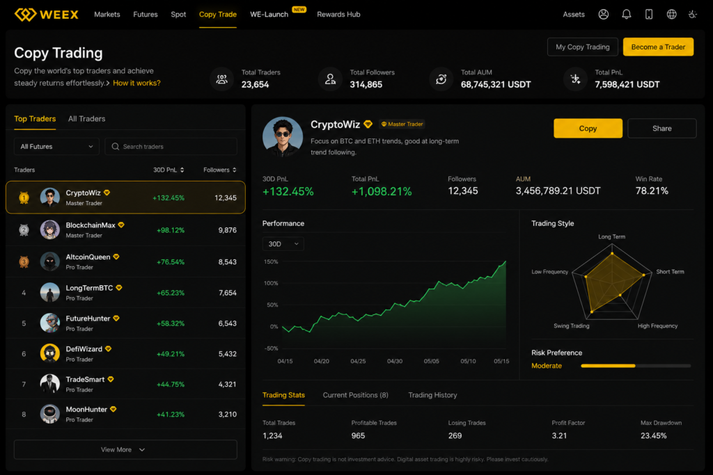 weex review 2026-Weex Copy Trading section