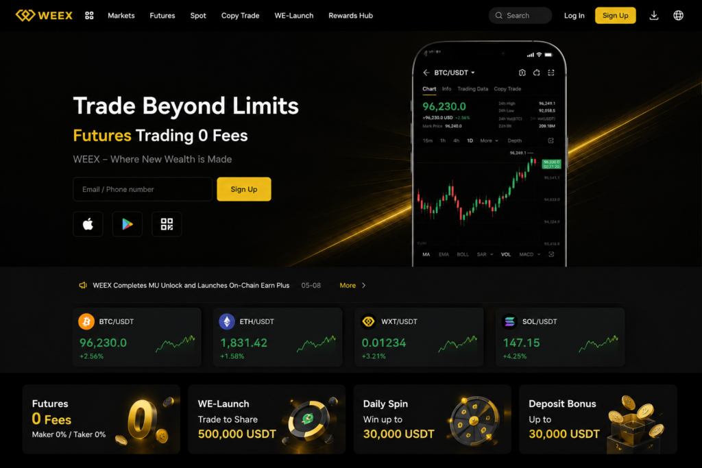 weex review 2026-Weex homepage