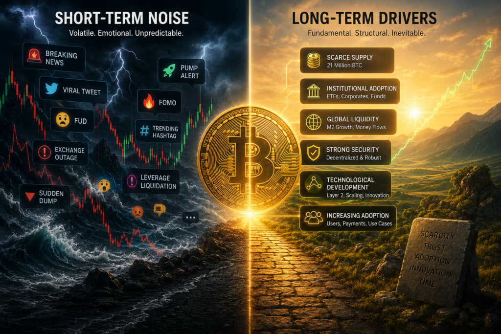 why does bitcoin price go up and down 2026-Short-Term Noise vs. Long-Term Price Drivers