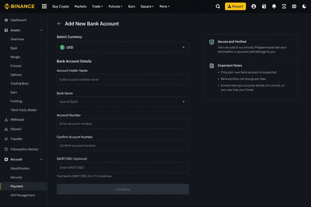 how to withdraw crypto to bank account 2026-Bank account linking page