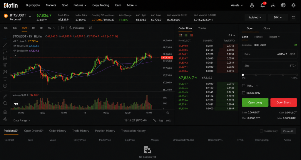 blofin review 2026-Blofin trading interface