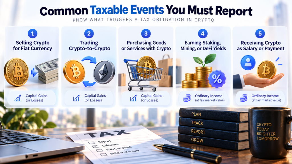 crypto tax guide beginners 2026-Common Taxable Events You Must Report